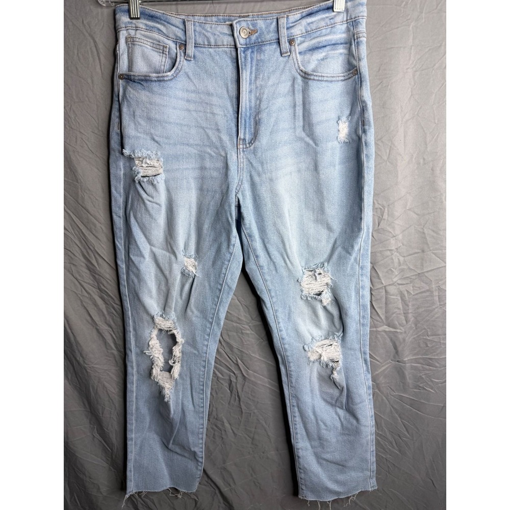 Celebrity Pink High Rise Distressed Straight Leg Light Wash Jeans Size 9/29